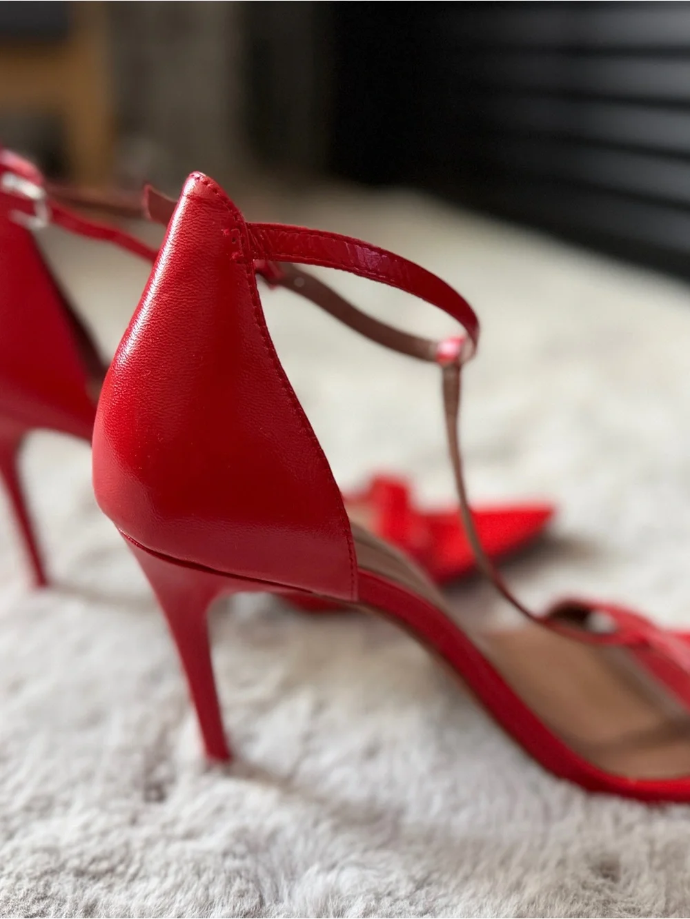 BCBGMaxAzria Red T-Strap Stiletto Sandals 7